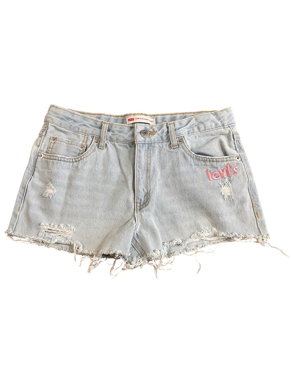 Levi’s Girls Size 16 Regular Light Wash Distressed Denim Shorts